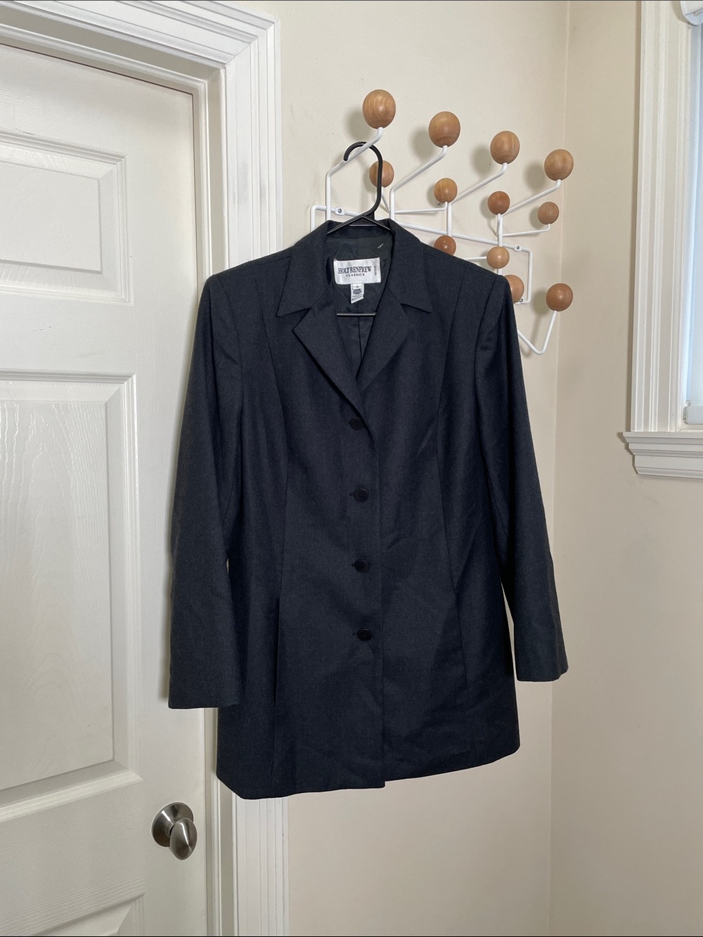Holt Renfrew - Wool Y2K Style Preppy Button Down Light Jacket - Black - 10